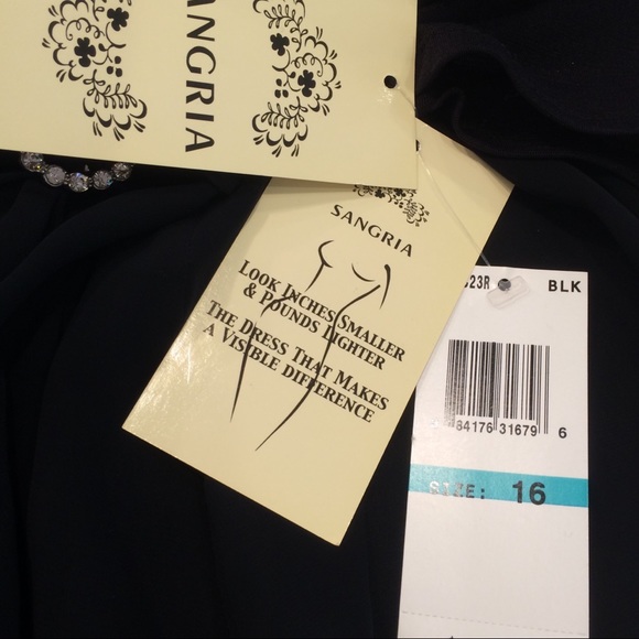 Sangria Fully Lined Black Midi Dress 16 NWT - Picture 13 of 15